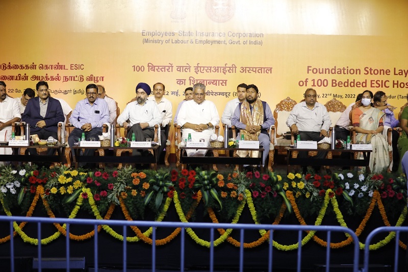 Foundation Stone Laying Ceremony of ESIC Hospital, Sriperumbudur on 22.05.2022 